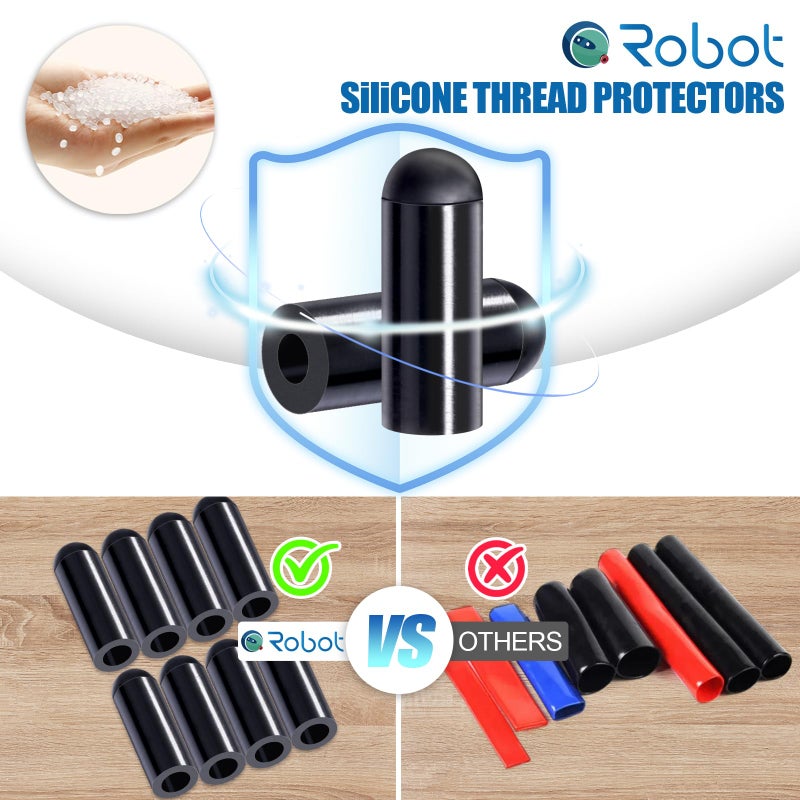 CQRobot Silicone End Caps 80pcs 1/4 Inch High Temp Protective Flexible Screw Thread Protectors Bolt Covers Screw Caps Kit for Metal Tube Rod - Image 4
